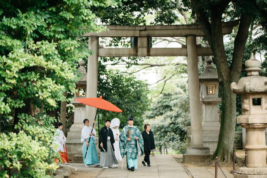 赤坂氷川神社　結婚式　参進