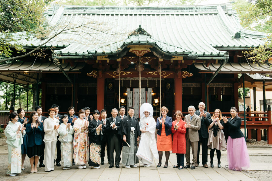 赤坂氷川神社　結婚式　集合写真